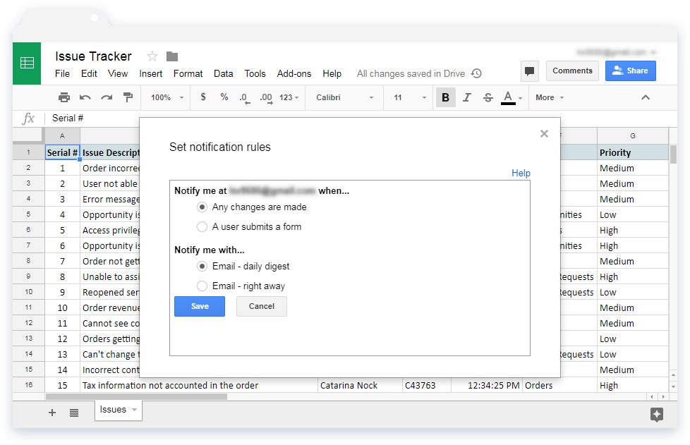 Cách bật thông báo khi nội dung tệp Google Sheets thay đổi